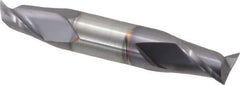 Niagara Cutter - 1/2", 5/8" LOC, 1/2" Shank Diam, 3" OAL, 2 Flute, Solid Carbide Square End Mill - Double End, TiAlN Finish, Spiral Flute, 30° Helix, Centercutting, Right Hand Cut, Right Hand Flute, Series CSD230 - Eagle Tool & Supply