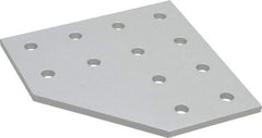 80/20 Inc. - 4" Wide, 4" High, Open Shelving 12 Hole 90° Angled Joining Plate - Aluminum, Use with Series 10 & Bolt Kit 3321 - Eagle Tool & Supply