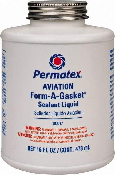 Permatex - 16 oz Aviation Gasket Sealant - -65 to 400°F, Dark Brown, Comes in Brush Top Can - Eagle Tool & Supply