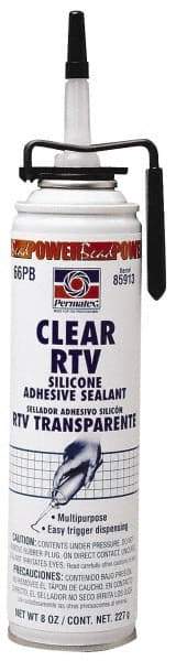 Permatex - 7.25 oz Can Clear RTV Silicone Joint Sealant - -75 to 400°F Operating Temp, 24 hr Full Cure Time - Eagle Tool & Supply