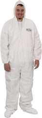 KleenGuard - Size L Film Laminate Chemical Resistant Coveralls - White, Zipper Closure, Open Cuffs, Open Ankles - Eagle Tool & Supply