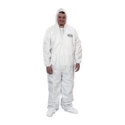 KleenGuard - Size XL Film Laminate Chemical Resistant Coveralls - White, Zipper Closure, Open Cuffs, Open Ankles - Eagle Tool & Supply