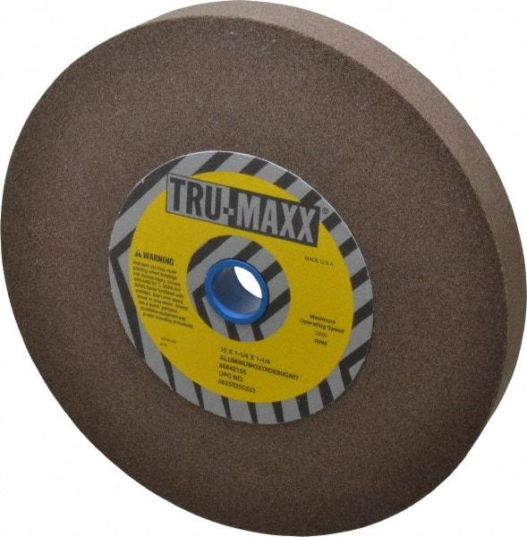 Tru-Maxx - 80 Grit Aluminum Oxide Bench & Pedestal Grinding Wheel - 10" Diam x 1-1/4" Hole x 1-1/4" Thick, 3250 Max RPM, P Hardness, Medium Grade , Vitrified Bond - Eagle Tool & Supply