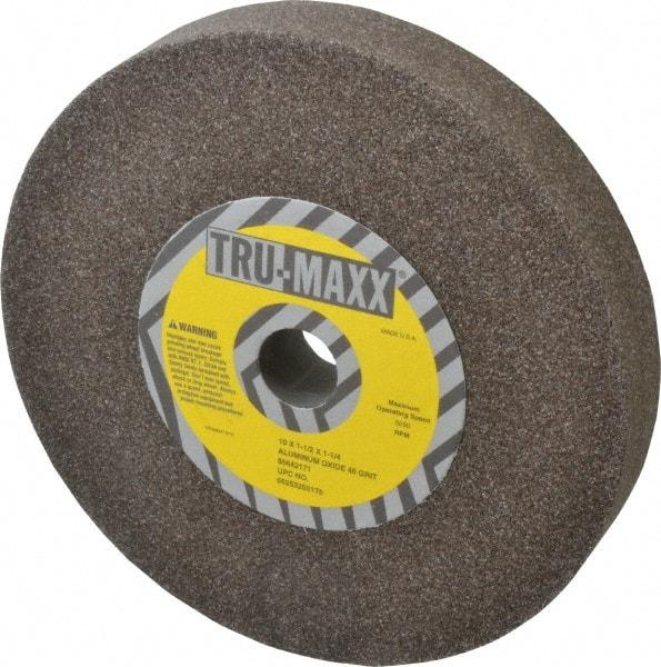 Tru-Maxx - 46 Grit Aluminum Oxide Bench & Pedestal Grinding Wheel - 10" Diam x 1-1/4" Hole x 1-1/2" Thick, 3250 Max RPM, P Hardness, Coarse Grade , Vitrified Bond - Eagle Tool & Supply