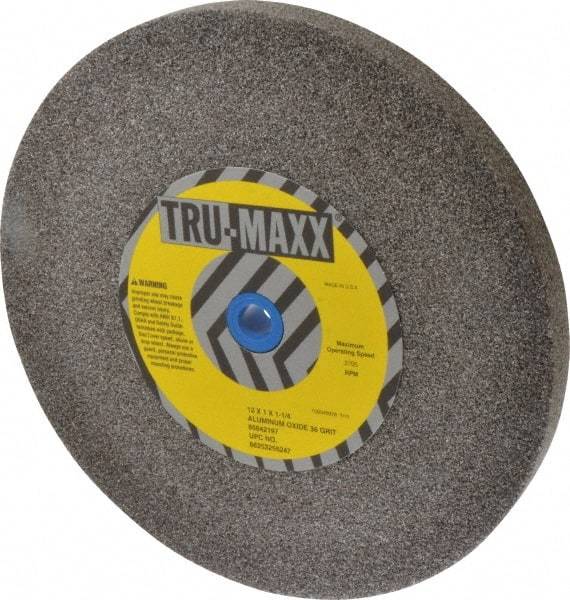 Tru-Maxx - 36 Grit Aluminum Oxide Bench & Pedestal Grinding Wheel - 12" Diam x 1-1/4" Hole x 1" Thick, 2705 Max RPM, P Hardness, Very Coarse Grade , Vitrified Bond - Eagle Tool & Supply