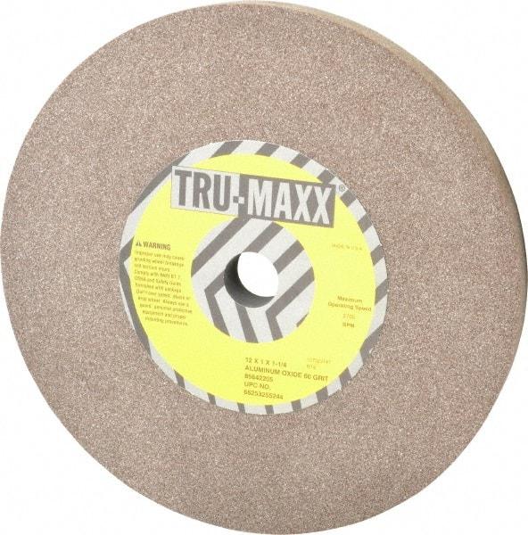 Tru-Maxx - 60 Grit Aluminum Oxide Bench & Pedestal Grinding Wheel - 12" Diam x 1-1/4" Hole x 1" Thick, 2705 Max RPM, P Hardness, Medium Grade , Vitrified Bond - Eagle Tool & Supply