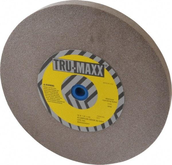 Tru-Maxx - 80 Grit Aluminum Oxide Bench & Pedestal Grinding Wheel - 12" Diam x 1-1/4" Hole x 1" Thick, 2705 Max RPM, P Hardness, Medium Grade , Vitrified Bond - Eagle Tool & Supply