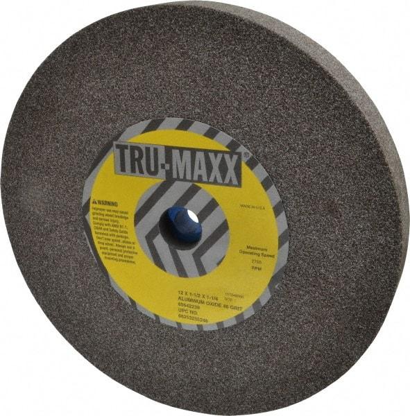 Tru-Maxx - 46 Grit Aluminum Oxide Bench & Pedestal Grinding Wheel - 12" Diam x 1-1/4" Hole x 1-1/2" Thick, 2705 Max RPM, P Hardness, Coarse Grade , Vitrified Bond - Eagle Tool & Supply