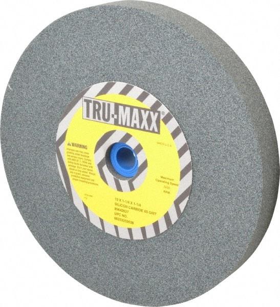 Tru-Maxx - 60 Grit Silicon Carbide Bench & Pedestal Grinding Wheel - 10" Diam x 1-1/4" Hole x 1-1/4" Thick, 3250 Max RPM, K Hardness, Medium Grade , Vitrified Bond - Eagle Tool & Supply