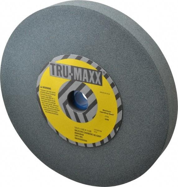 Tru-Maxx - 80 Grit Silicon Carbide Bench & Pedestal Grinding Wheel - 12" Diam x 1-1/2" Hole x 1-1/2" Thick, 2705 Max RPM, K Hardness, Medium Grade , Vitrified Bond - Eagle Tool & Supply