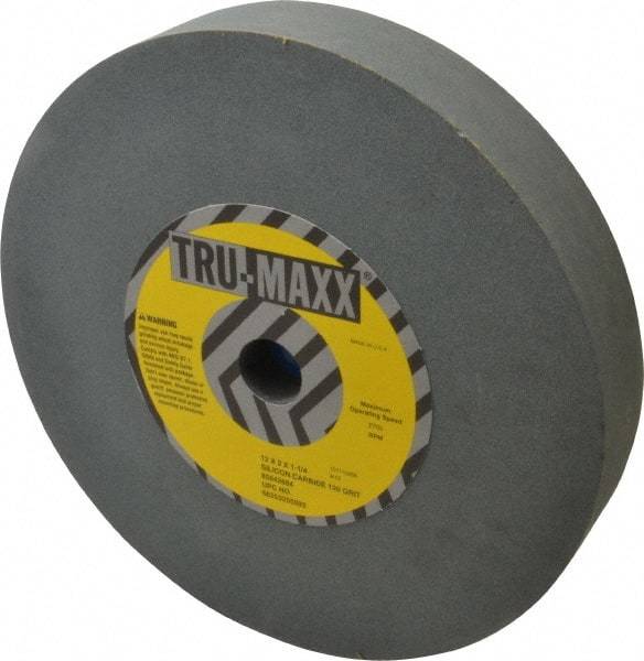 Tru-Maxx - 120 Grit Silicon Carbide Bench & Pedestal Grinding Wheel - 12" Diam x 1-1/4" Hole x 2" Thick, 2705 Max RPM, K Hardness, Fine Grade , Vitrified Bond - Eagle Tool & Supply