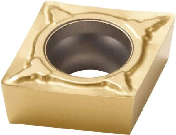 Seco - CCMT432 F1 Grade CP200 Carbide Turning Insert - TiAlN/TiN Finish, 80° Diamond, 1/2" Inscr Circle, 3/16" Thick, 1/32" Corner Radius - Eagle Tool & Supply