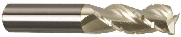 Accupro - 5/8" Diam, 2" LOC, 3 Flute Solid Carbide Roughing & Finishing Square End Mill - ZrN Finish, 5" OAL, 5/8" Shank Diam, Straight Shank, 37° Helix, Centercutting - Eagle Tool & Supply