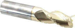 Accupro - 1" Diam, 2" LOC, 3 Flute Solid Carbide Roughing & Finishing Square End Mill - ZrN Finish, 5" OAL, 1" Shank Diam, Straight Shank, 37° Helix, Centercutting - Eagle Tool & Supply