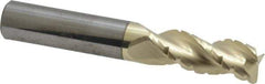 Accupro - 3/8" Diam, 1" LOC, 3 Flute Solid Carbide Roughing & Finishing Square End Mill - ZrN Finish, 2-1/2" OAL, 3/8" Shank Diam, Straight Shank, 37° Helix, Centercutting - Eagle Tool & Supply