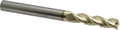 Accupro - 3/8" Diam, 1-1/2" LOC, 3 Flute Solid Carbide Roughing & Finishing Square End Mill - ZrN Finish, 4" OAL, 3/8" Shank Diam, Straight Shank, 37° Helix, Centercutting - Eagle Tool & Supply
