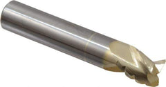 Accupro - 5/8" Diam, 3/4" LOC, 3 Flute Solid Carbide Roughing & Finishing Square End Mill - ZrN Finish, 3-1/2" OAL, 5/8" Shank Diam, Straight Shank, 37° Helix, Centercutting, Stub Length - Eagle Tool & Supply