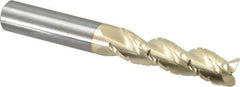 Accupro - 5/8" Diam, 2-1/2" LOC, 3 Flute Solid Carbide Roughing & Finishing Square End Mill - ZrN Finish, 5" OAL, 5/8" Shank Diam, Straight Shank, 37° Helix, Centercutting, Extra Long Length - Eagle Tool & Supply