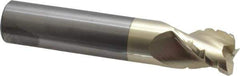 Accupro - 3/4" Diam, 1" LOC, 3 Flute Solid Carbide Roughing & Finishing Square End Mill - ZrN Finish, 4" OAL, 3/4" Shank Diam, Straight Shank, 37° Helix, Centercutting, Stub Length - Eagle Tool & Supply