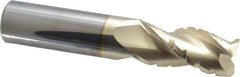 Accupro - 3/4" Diam, 1-5/8" LOC, 3 Flute Solid Carbide Roughing & Finishing Square End Mill - ZrN Finish, 4" OAL, 3/4" Shank Diam, Straight Shank, 37° Helix, Centercutting - Eagle Tool & Supply