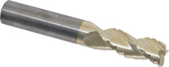 Accupro - 3/4" Diam, 2" LOC, 3 Flute Solid Carbide Roughing & Finishing Square End Mill - ZrN Finish, 5" OAL, 3/4" Shank Diam, Straight Shank, 37° Helix, Centercutting - Eagle Tool & Supply