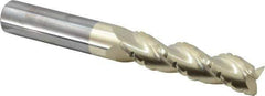 Accupro - 3/4" Diam, 3" LOC, 3 Flute Solid Carbide Roughing & Finishing Square End Mill - ZrN Finish, 6" OAL, 3/4" Shank Diam, Straight Shank, 37° Helix, Centercutting, Extra Long Length - Eagle Tool & Supply