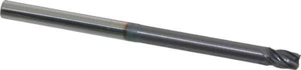 Accupro - 1/4", 4 Flute, Single End, Solid Carbide, Corner Chamfer End Mill - 4" OAL, Right Hand Flute, 3/8" LOC, Right Hand Cut, 2-1/8" Extended Reach - Eagle Tool & Supply