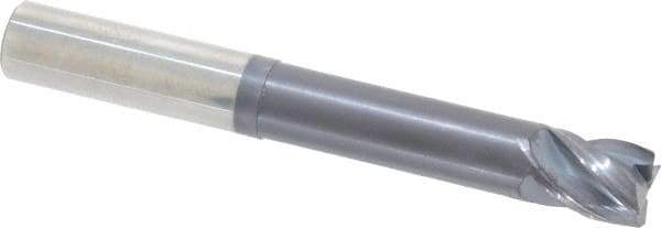 Accupro - 1/2", 4 Flute, Single End, Solid Carbide, Corner Chamfer End Mill - 4" OAL, Right Hand Flute, 5/8" LOC, Right Hand Cut, 2-3/8" Extended Reach - Eagle Tool & Supply