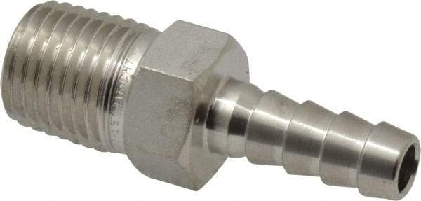 Ham-Let - 1/4" Grade 316 Stainless Steel Pipe Hose Connector - Barb x MNPT End Connections, 7,200 psi - Eagle Tool & Supply