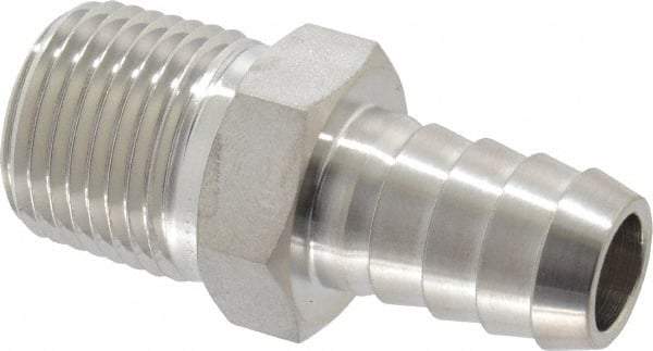 Ham-Let - 1/2" Grade 316 Stainless Steel Pipe Hose Connector - Barb x MNPT End Connections, 7,200 psi - Eagle Tool & Supply