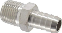 Ham-Let - 1/2" Grade 316 Stainless Steel Pipe Hose Connector - Barb x MNPT End Connections, 7,200 psi - Eagle Tool & Supply