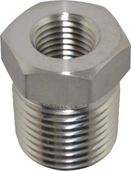 Ham-Let - 1/2 x 1/4" Grade 316 Stainless Steel Pipe Hex Bushing - MNPT x FNPT End Connections, 6,200 psi - Eagle Tool & Supply