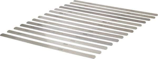 SPI - 14 Piece, 0.03 to 0.05mm Parallel Feeler Gage Set - 12" Long x 1/2" Wide, Tempered Steel - Eagle Tool & Supply