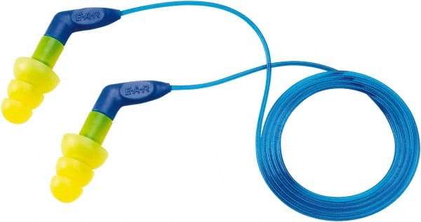 3M - Reusable, Corded, 27 dB, Flange Earplugs - Yellow, 100 Pairs - Eagle Tool & Supply