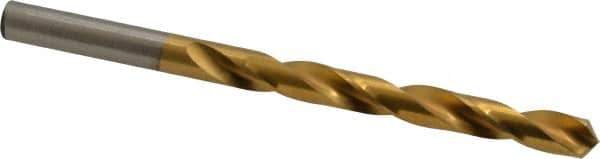 Hertel - 19/64" 118° High Speed Steel Jobber Drill - TiN Finish, Right Hand Cut, Spiral Flute, Straight Shank, 4-3/8" OAL, Standard Point - Eagle Tool & Supply