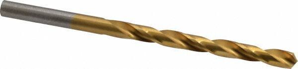 Hertel - #3 118° High Speed Steel Jobber Drill - TiN Finish, Right Hand Cut, Spiral Flute, Straight Shank, 3-3/4" OAL, Standard Point - Eagle Tool & Supply