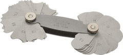 SPI - 32 Piece, 7.5 to 15 mm Radius, Stainless Steel Radius Gage Set - Style B, 0.5 mm Graduation - Eagle Tool & Supply