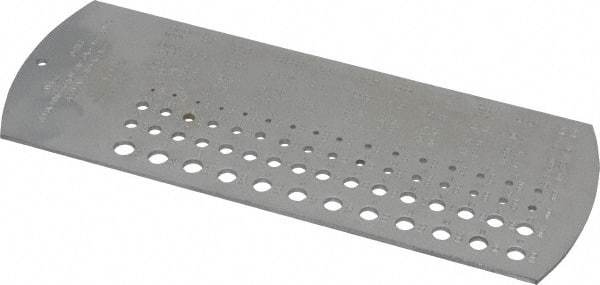 SPI - #60 Wire to #1 Wire Hole Size Drill Gage - 6 Inch Long, 2-1/2 Inch Wide, 60 Holes - Eagle Tool & Supply