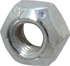 Value Collection - 1/4-28 UNF Grade C Hex Lock Nut with Distorted Thread - 7/16" Width Across Flats, Cadmium Clear-Plated Finish - Eagle Tool & Supply