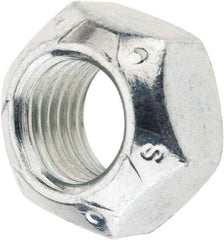 Value Collection - 7/16-20 UNF Grade C Hex Lock Nut with Distorted Thread - 11/16" Width Across Flats, Cadmium Clear-Plated Finish - Eagle Tool & Supply