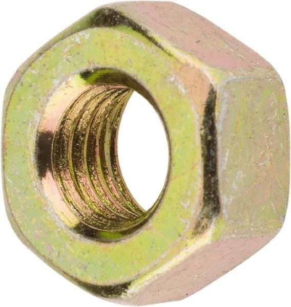 Value Collection - 1/4-28 UNF Steel Right Hand Hex Nut - 7/16" Across Flats, 7/32" High, Zinc Yellow Dichromate Finish - Eagle Tool & Supply