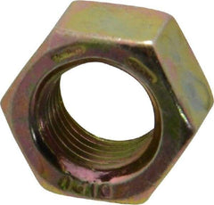 Value Collection - 3/8-24 UNF Steel Right Hand Hex Nut - 9/16" Across Flats, 21/64" High, Zinc Yellow Dichromate Finish - Eagle Tool & Supply