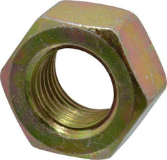 Value Collection - 7/16-20 UNF Steel Right Hand Hex Nut - 11/16" Across Flats, 3/8" High, Zinc Yellow Dichromate Finish - Eagle Tool & Supply