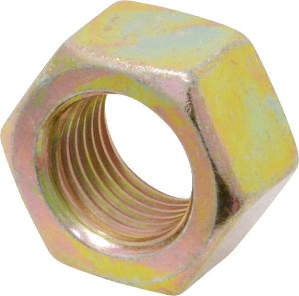 Value Collection - 1/2-20 UNF Steel Right Hand Hex Nut - 3/4" Across Flats, 7/16" High, Zinc Yellow Dichromate Finish - Eagle Tool & Supply