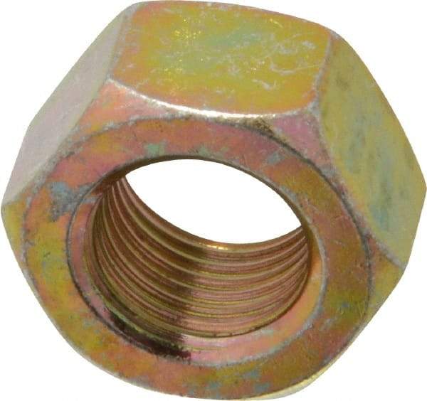 Value Collection - 9/16-18 UNF Steel Right Hand Hex Nut - 7/8" Across Flats, 31/64" High, Zinc Yellow Dichromate Finish - Eagle Tool & Supply