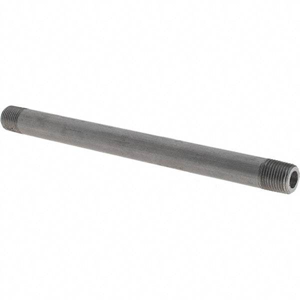 Made in USA - Schedule 80, 1/8" Diam x 5" Long Black Pipe Nipple - Threaded - Eagle Tool & Supply