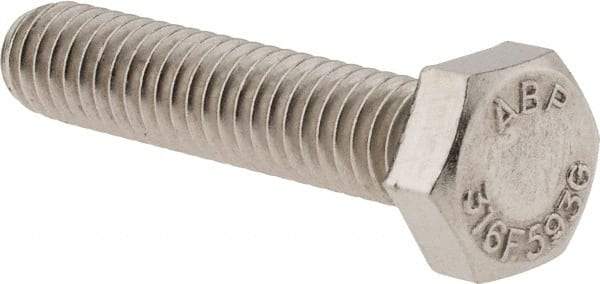 Value Collection - 5/16-18 UNC, 1-1/2" Length Under Head Hex Head Cap Screw - Fully Threaded, Grade 316 Stainless Steel, Uncoated, 1/2" Hex - Eagle Tool & Supply