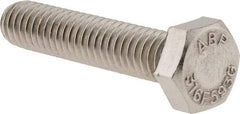 Value Collection - 5/16-18 UNC, 1-1/2" Length Under Head Hex Head Cap Screw - Fully Threaded, Grade 316 Stainless Steel, Uncoated, 1/2" Hex - Eagle Tool & Supply