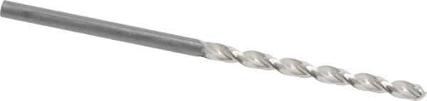 Guhring - #42 130° High Speed Steel Jobber Drill - Bright Finish, Right Hand Cut, Parabolic Flute, Straight Shank, 2-1/4" OAL, Standard Point - Eagle Tool & Supply