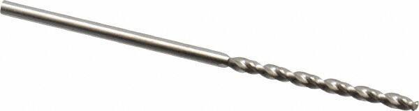 Guhring - 1.56mm 130° High Speed Steel Jobber Drill - Bright Finish, Right Hand Cut, Parabolic Flute, Straight Shank, 1-11/16" OAL, Standard Point - Eagle Tool & Supply